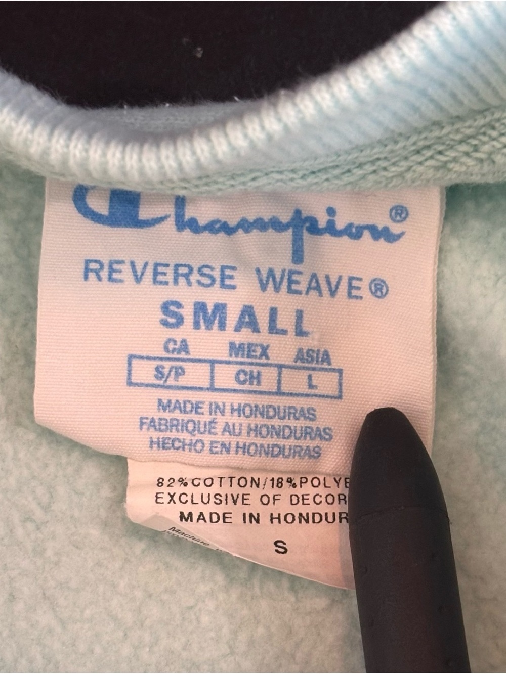 Champion Reverse Weave Light Aqua Pullover Sweatshirt Size S - Picture 5 of 7